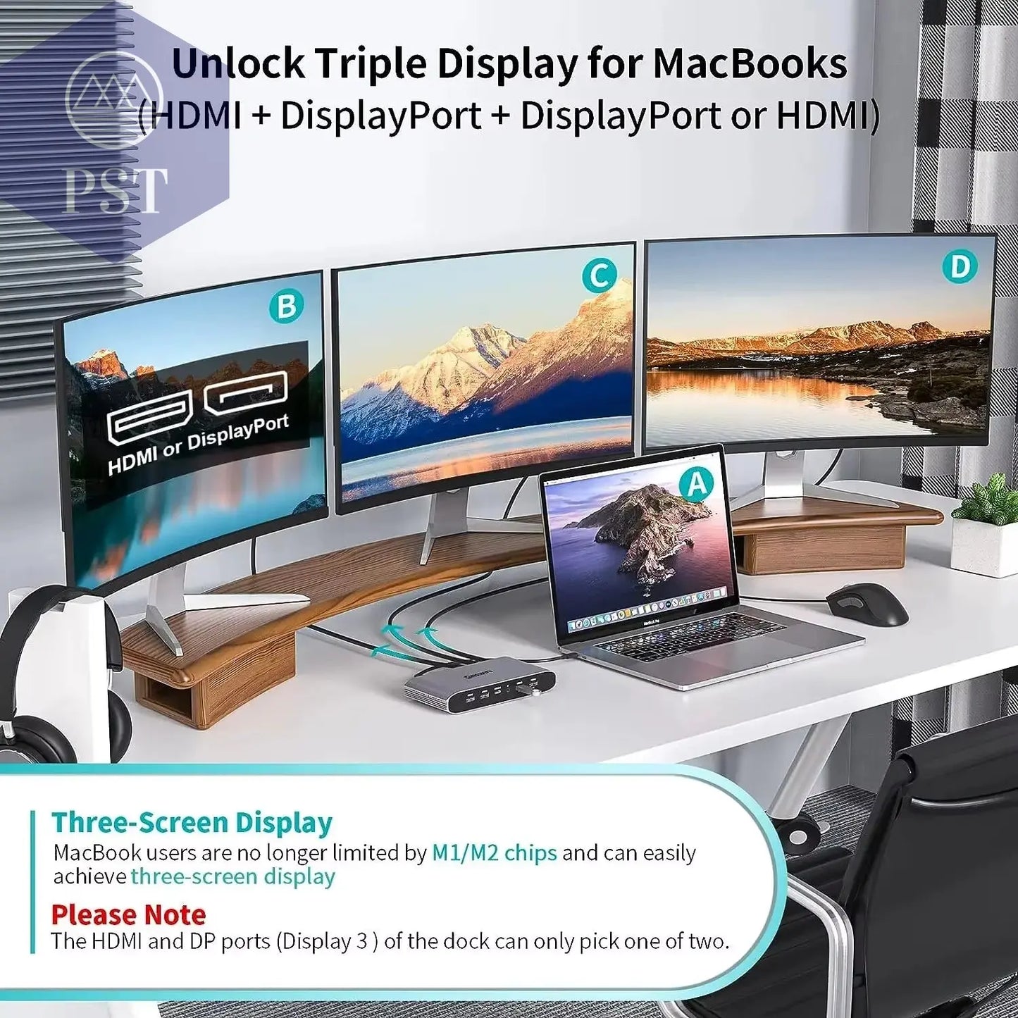 Minisopuru Displaylink Dreifach-Display-Dockingstation Mit 2 HDMI 2 Displayport PD RJ45 4 Usb-Port-Hub Für PC, Laptops Macbook &Windows PST PS Tradings  PST PS Tradings  PST PS Tradings Minisopuru Displaylink Dreifach-Display-Dockingstation Mit 2 HDMI 2 Displayport PD RJ45 4 Usb-Port-Hub Für PC, Laptops Macbook &Windows