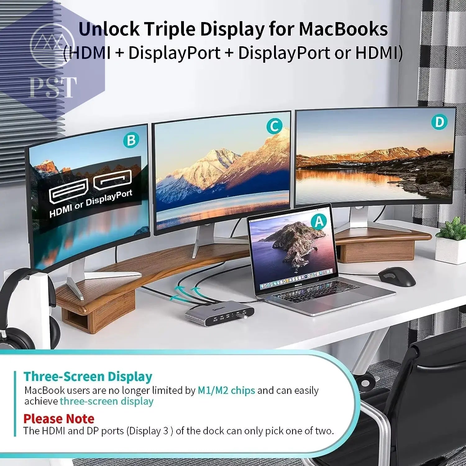 Minisopuru Displaylink Dreifach-Display-Dockingstation Mit 2 HDMI 2 Displayport PD RJ45 4 Usb-Port-Hub Für PC, Laptops Macbook &Windows PST PS Tradings  PST PS Tradings  PST PS Tradings Minisopuru Displaylink Dreifach-Display-Dockingstation Mit 2 HDMI 2 Displayport PD RJ45 4 Usb-Port-Hub Für PC, Laptops Macbook &Windows