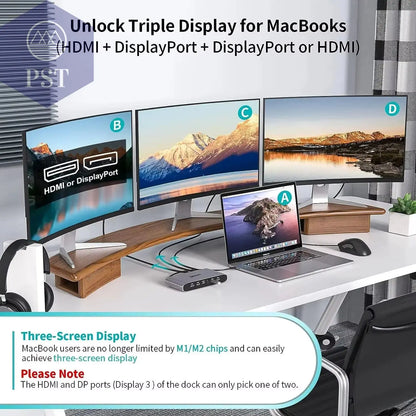 Minisopuru Displaylink Dreifach-Display-Dockingstation Mit 2 HDMI 2 Displayport PD RJ45 4 Usb-Port-Hub Für PC, Laptops Macbook &Windows PST PS Tradings  PST PS Tradings  PST PS Tradings Minisopuru Displaylink Dreifach-Display-Dockingstation Mit 2 HDMI 2 Displayport PD RJ45 4 Usb-Port-Hub Für PC, Laptops Macbook &Windows