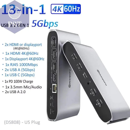 Minisopuru Displaylink Dreifach-Display-Dockingstation Mit 2 HDMI 2 Displayport PD RJ45 4 Usb-Port-Hub Für PC, Laptops Macbook &Windows PST PS Tradings  PST PS Tradings Us-Pluy PST PS Tradings Minisopuru Displaylink Dreifach-Display-Dockingstation Mit 2 HDMI 2 Displayport PD RJ45 4 Usb-Port-Hub Für PC, Laptops Macbook &Windows