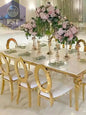 Moderne Esstisch und Stuhl Set Stühle Weiß Gold PST PS Tradings Möbel PST PS Tradings 10-chairs-1-table PST PS Tradings