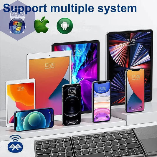 New Portable Mini Three Folding Bluetooth Keyboard Wireless Foldable Touchpad Keypad for IOS Android Windows ipad Tablet - PST PS Tradings