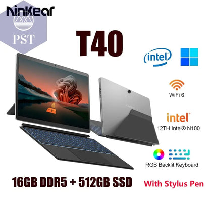 Ninkear T40 2 in 1 Laptops Detachable Touchscreen Tablet  N100 14 Zoll Fhd 16GB DDR5 512GB SSD Wifi 6 RGB Hintergrund Beleuchtung Mobile Computer Gaming Laptop Notebook PST PS Tradings  PST PS Tradings  PST PS Tradings
