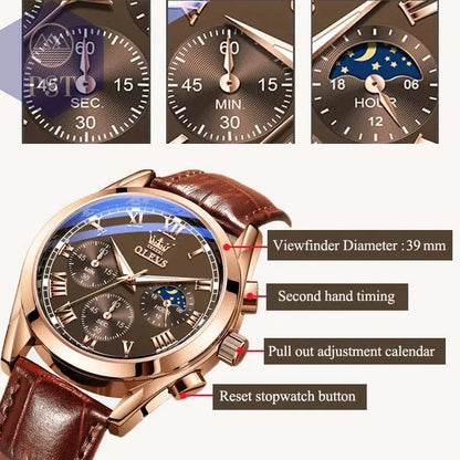 OLEVS Luxus Quarz Uhr für Herren mit Mondphase Armbanduhr PST PS Tradings  PST PS Tradings  PST PS Tradings OLEVS Luxus Quarz Uhr für Herren mit Mondphase Armbanduhr