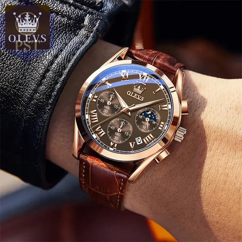 OLEVS Luxus Quarz Uhr für Herren mit Mondphase Armbanduhr PST PS Tradings  PST PS Tradings  PST PS Tradings OLEVS Luxus Quarz Uhr für Herren mit Mondphase Armbanduhr