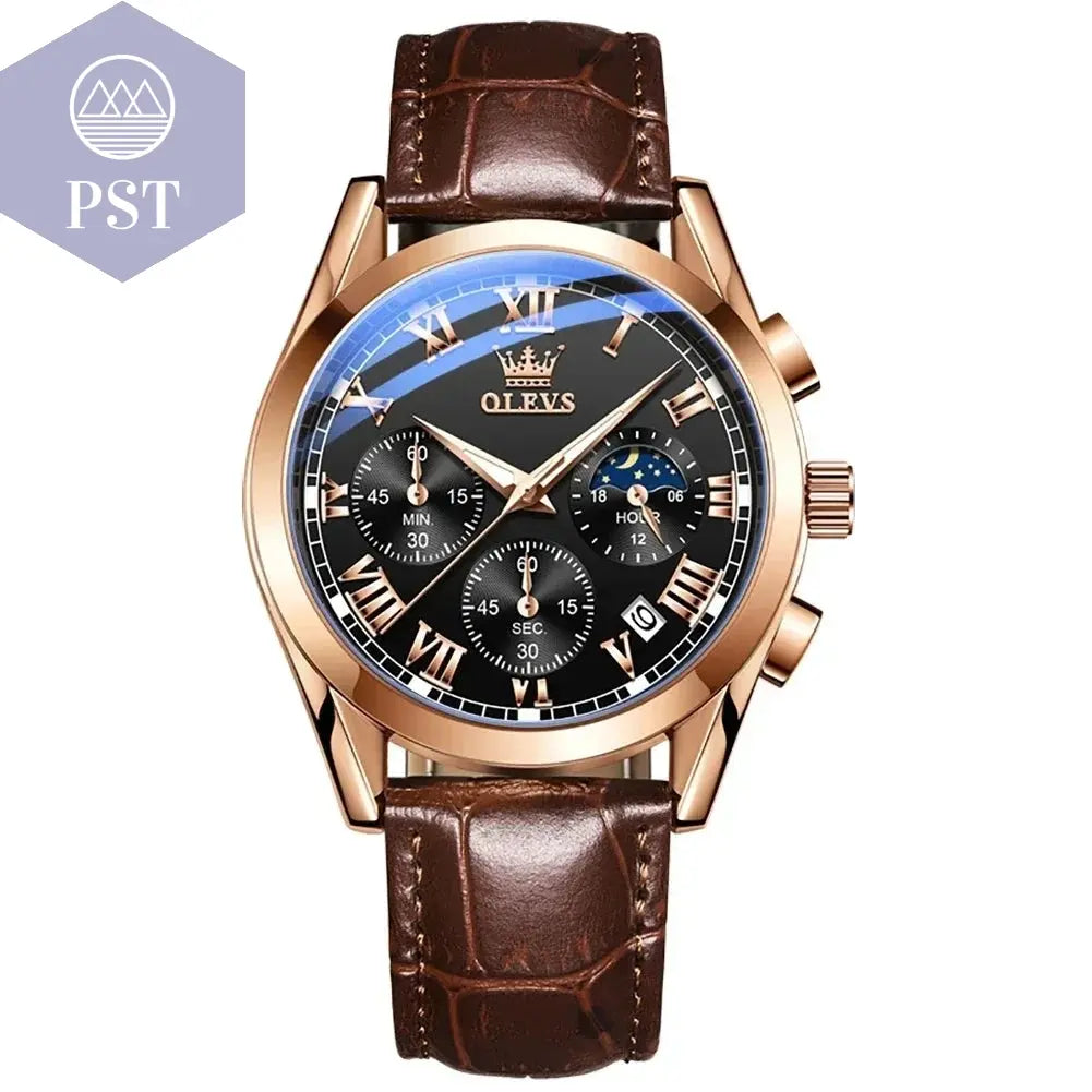 OLEVS Luxus Quarz Uhr für Herren mit Mondphase Armbanduhr PST PS Tradings  PST PS Tradings gold-black PST PS Tradings OLEVS Luxus Quarz Uhr für Herren mit Mondphase Armbanduhr