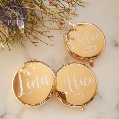 Personalized Compact Mirror Pocket Mirror Bridesmaid Gift Bachelorette Party Favors Make Up Mirror Wedding Gift Gift for Mom - PST PS Tradings