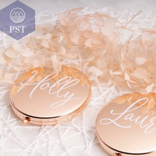Personalized Compact Mirror Pocket Mirror Bridesmaid Gift Bachelorette Party Favors Make Up Mirror Wedding Gift Gift for Mom - PST PS Tradings