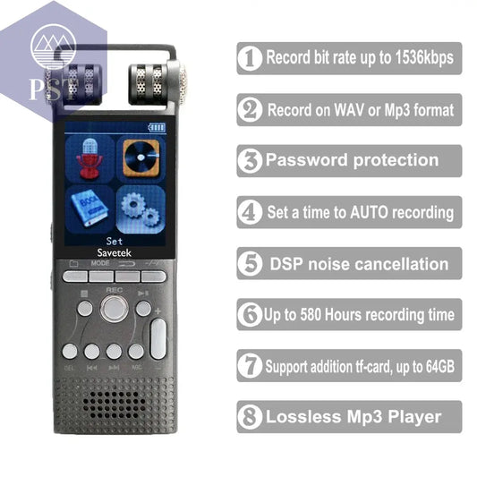 Professional Voice Activated Digital Audio Recorder 16GB 8GB USB Pen Non-Stop 100hr Recording PCM 1536Kbps External Microphone  Audio Recorder     PST PS Tradings