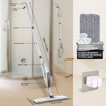 Spray Floor Mop with Reusable Microfiber Pads 360 Degree Handle Mop for Home Kitchen Laminate Wood Ceramic Tiles Floor Cleaning - PST PS Tradings