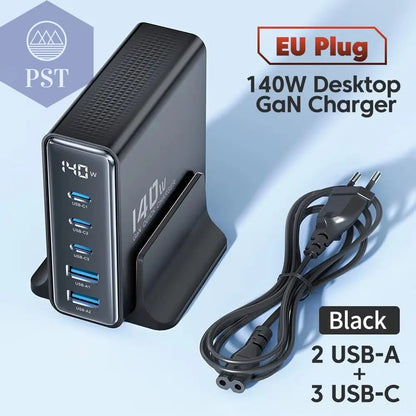 Toocki 140W Gan Usb Ladegerät 5 In1 Desktop Schnell Aufladen Usb Typ C Ladegerät Led Display Ladegerät Für Iphone Xiaomi Smartphone Laptop PST PS Tradings  PST PS Tradings Eu-Black PST PS Tradings Toocki 140W Gan Usb Ladegerät 5 In1 Desktop Schnell Aufladen Usb Typ C Ladegerät Led Display Ladegerät Für Iphone Xiaomi Smartphone Laptop