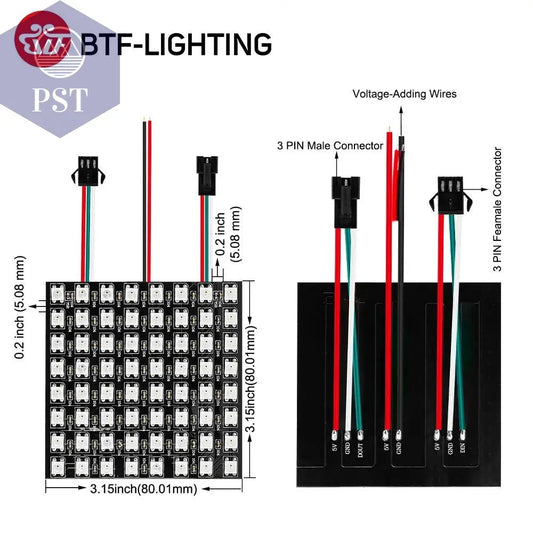 WS2812B RGB LED Panel Screen 8x8 16x16 8x32 256 Pixels Digital Flexible Programmed Individually Addressable Full Color DC5V       PST PS Tradings