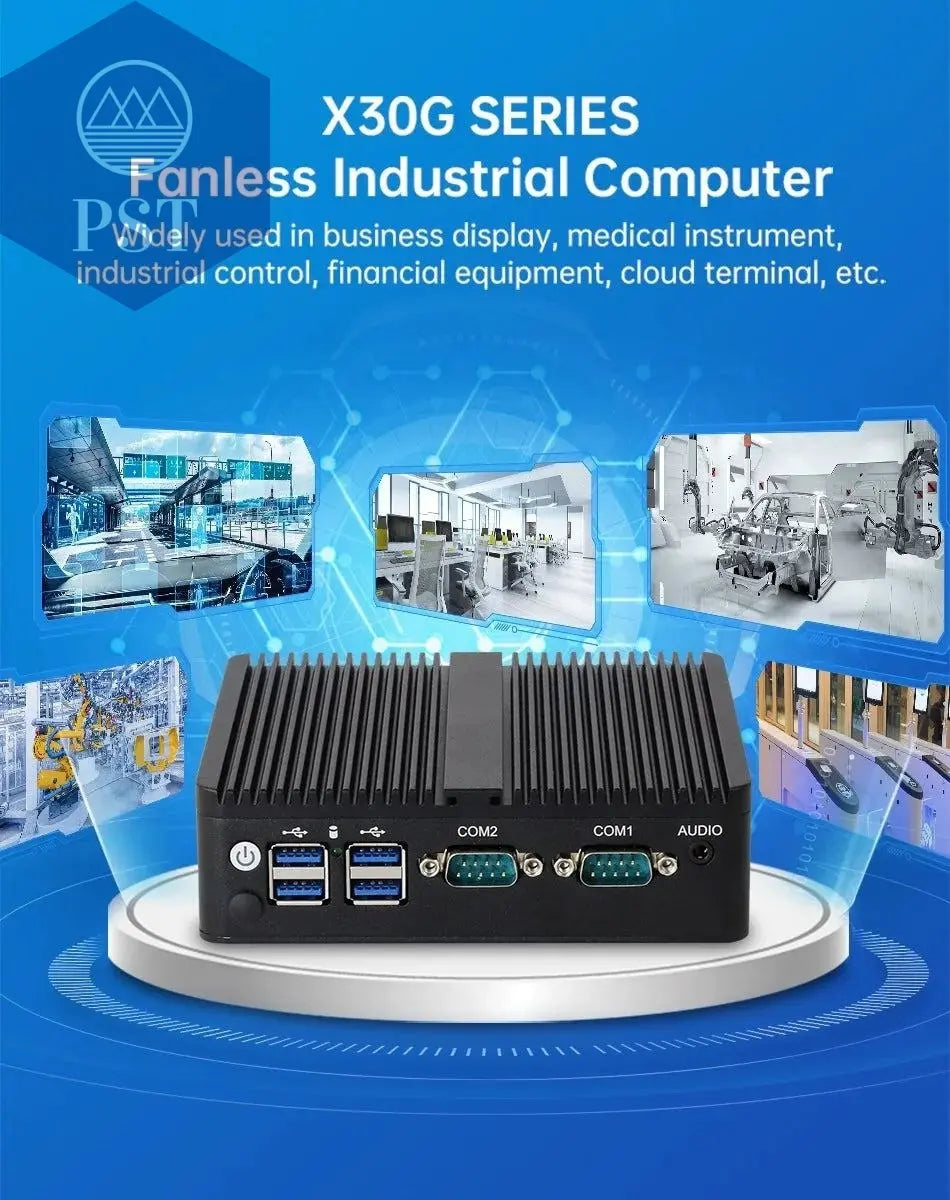 XCY Fanless Mini PC Intel Celeron J4125 2x GbE LAN 2x RS232 HDMI VGA Support WiFi 4G LTE Windows 10 Linux Industrial Computer       PST PS Tradings