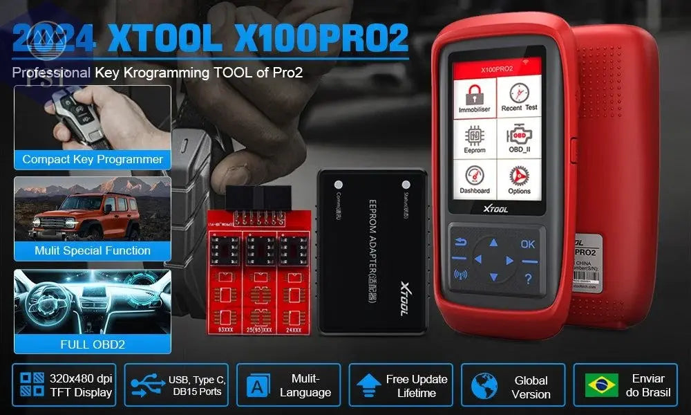 XTOOL X100 Pro2 OBD2 Automotive Scanner Key Programmer with EEPROM Adapter Code Reader Car Diagnostic Tools Lifetime Free Update - PST PS Tradings