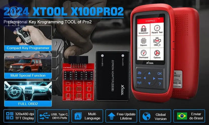 XTOOL X100 Pro2 OBD2 Automotive Scanner Key Programmer with EEPROM Adapter Code Reader Car Diagnostic Tools Lifetime Free Update - PST PS Tradings